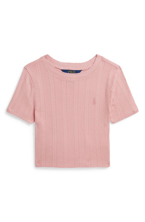 Kids' Pointelle Knit Short Sleeve Top (Big Kid)