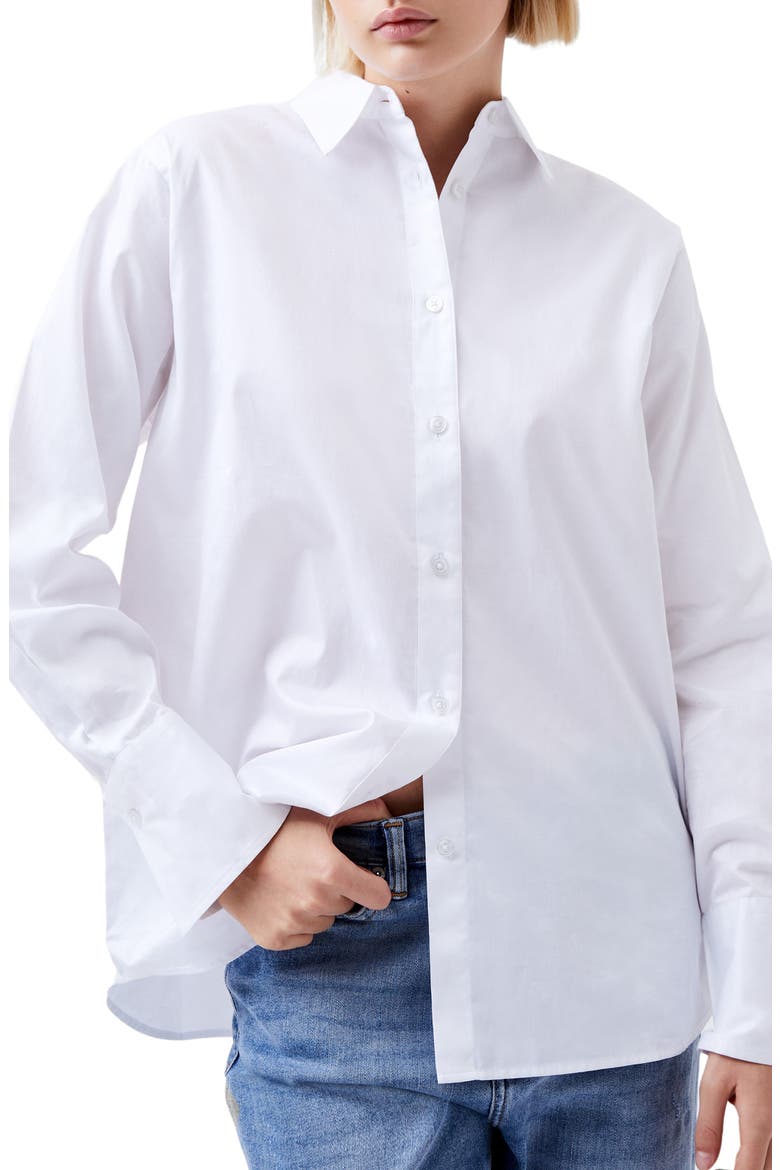 Alexis Cotton Poplin Button-Up Shirt, Main, color, LINEN WHITE
