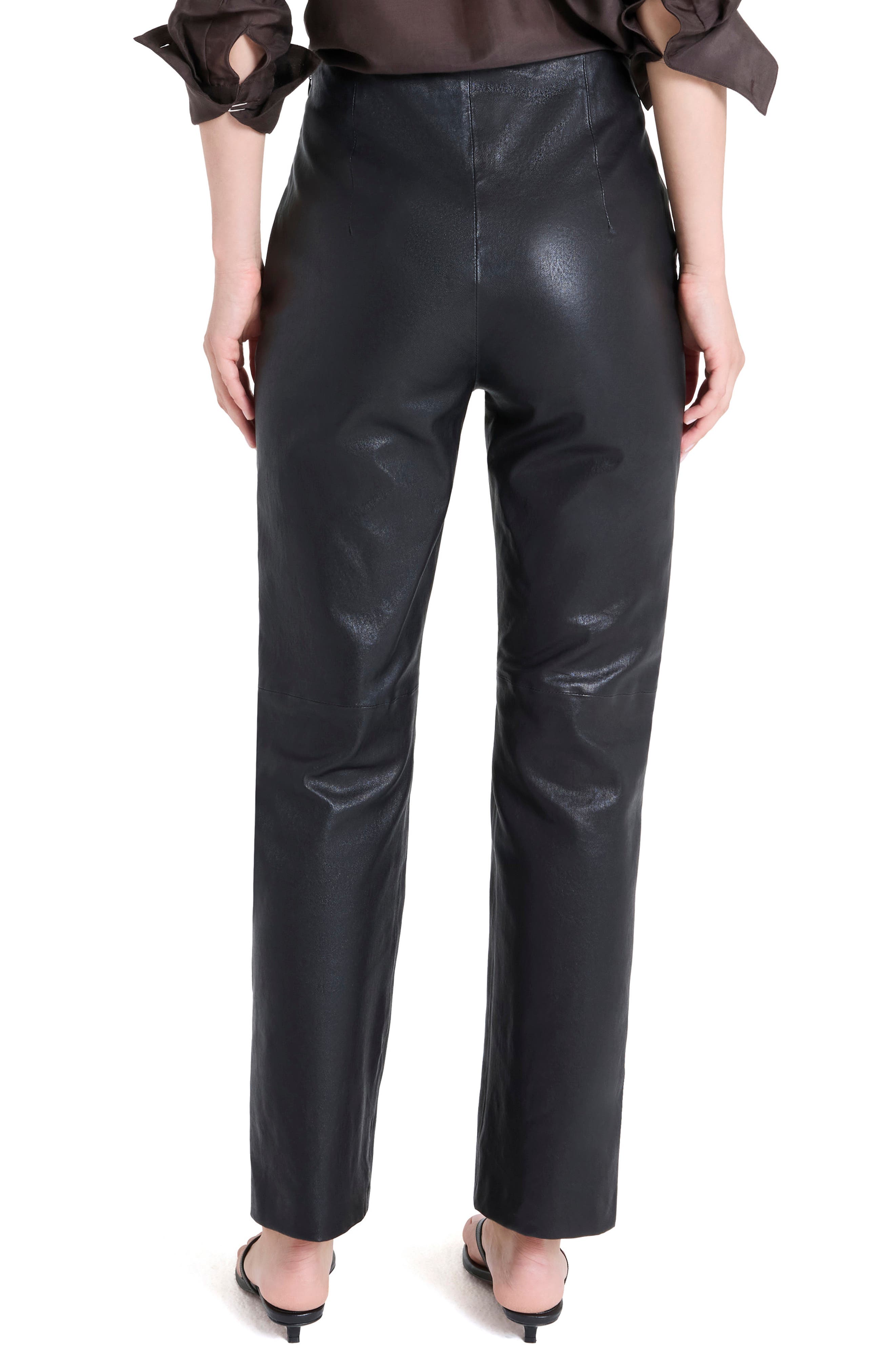 Logan Tapered Ankle Straight Leg Leather Pants - image 2