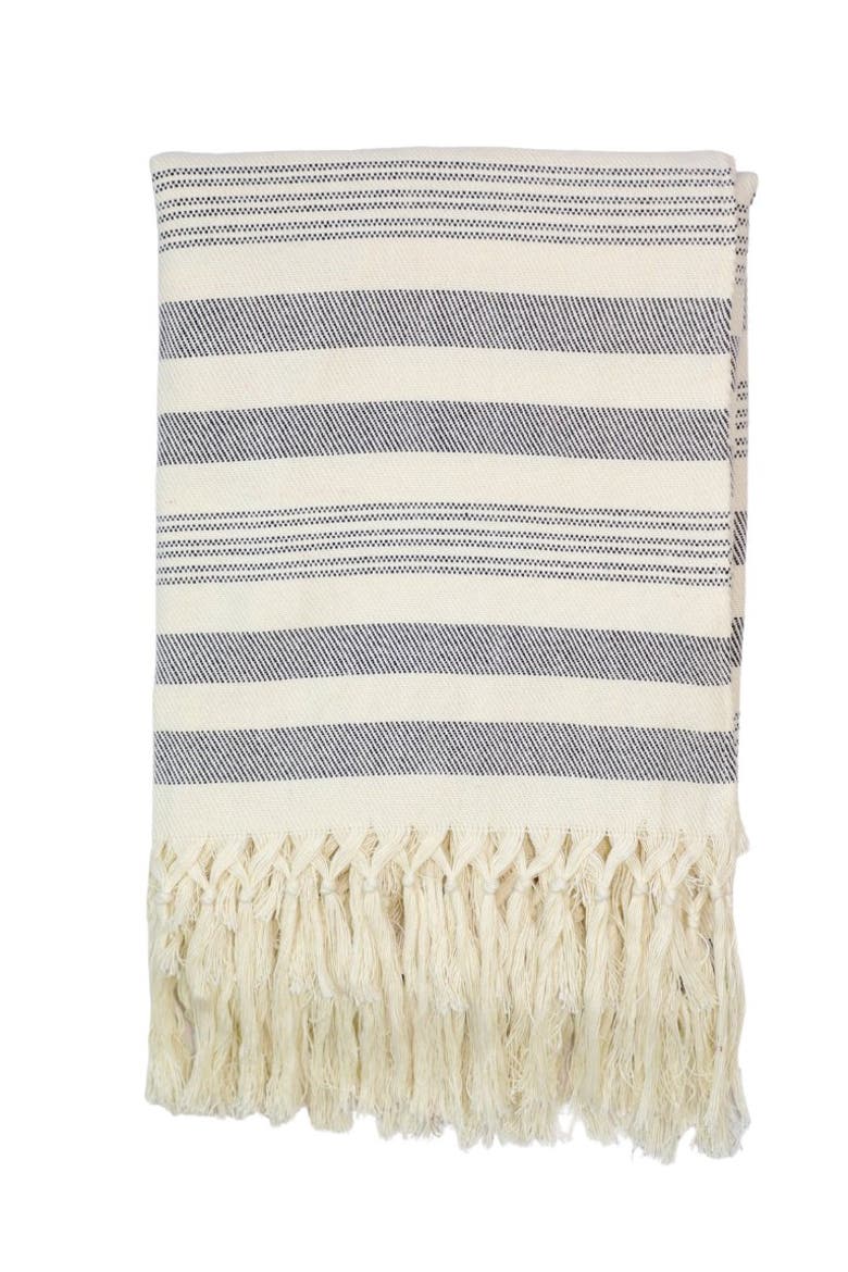 Throw Blanket in Stripes, Main, color, Charcoal
