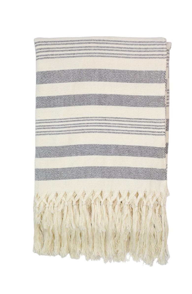 Passion Lilie Throw Blanket in Stripes, Main, color, Charcoal
