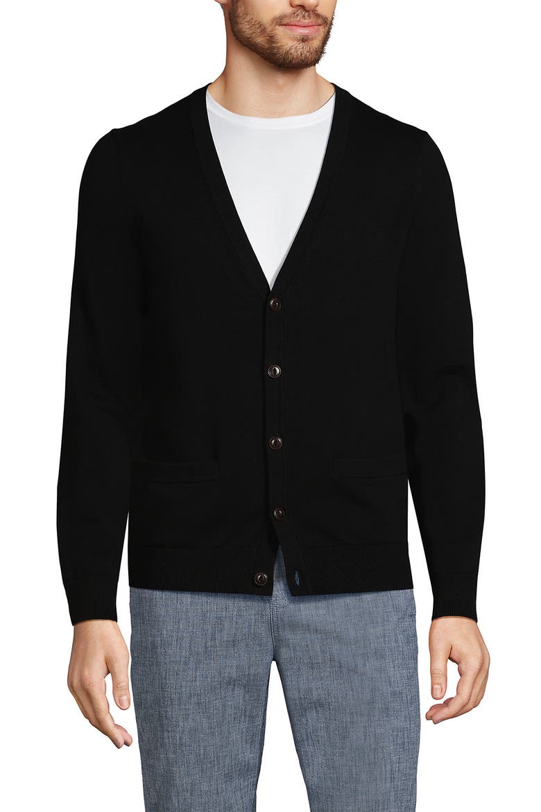 Fine Gauge Cotton Cardigan, Main, color, Black