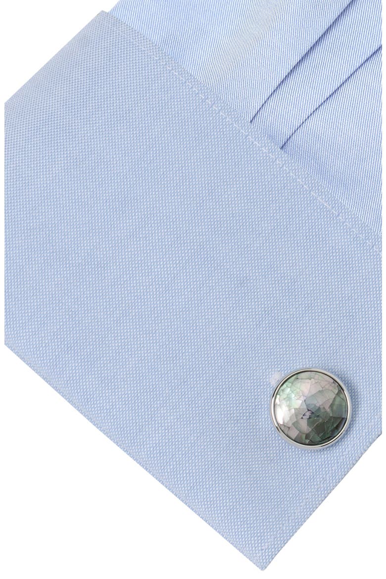 Mosaic Smoke Mother-of-Pearl Cuff Links, Alternate, color, SILVER
