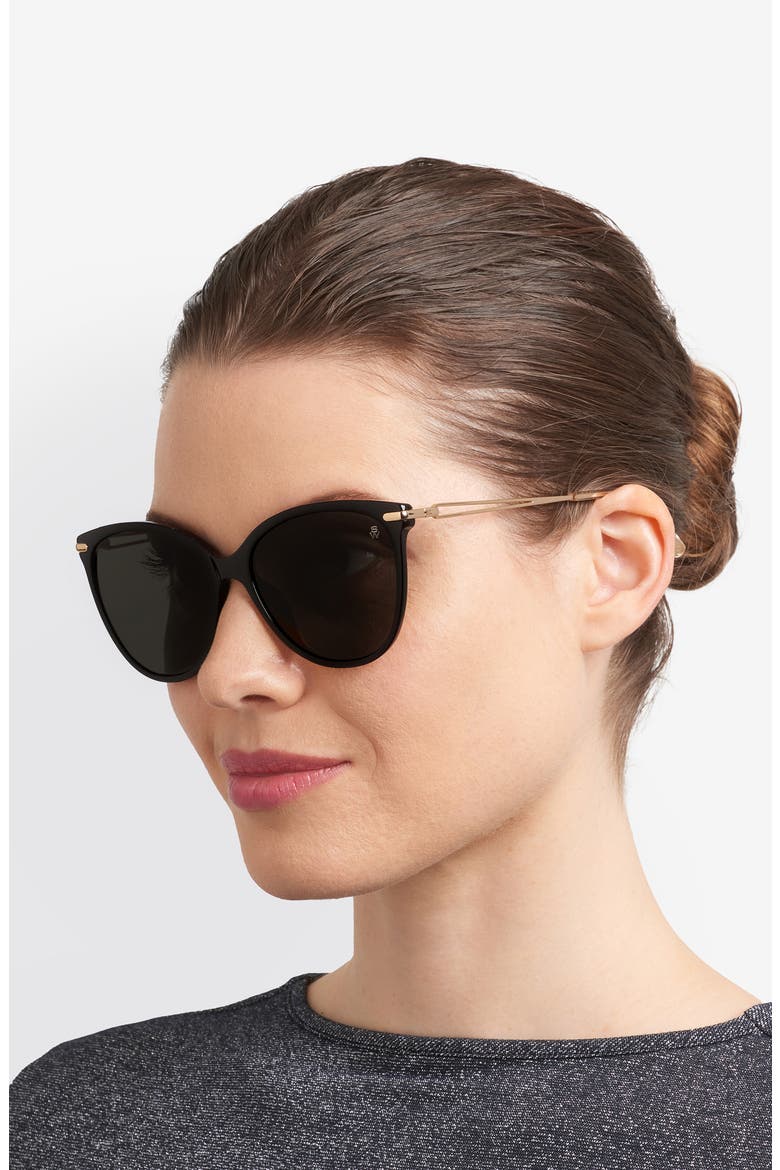 58mm Polarized Butterfly Sunglasses, Alternate, color, BLACK/ GREY PZ