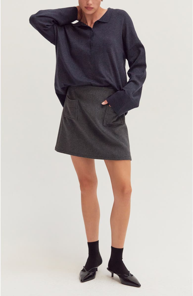 CRESCENT Polo Sweater Top, Alternate, color, Navy