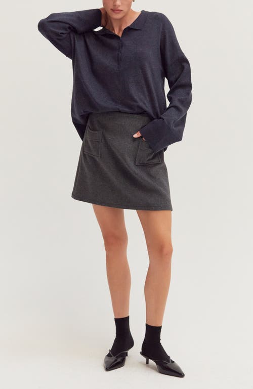 Crescent Polo Sweater Top In Blue