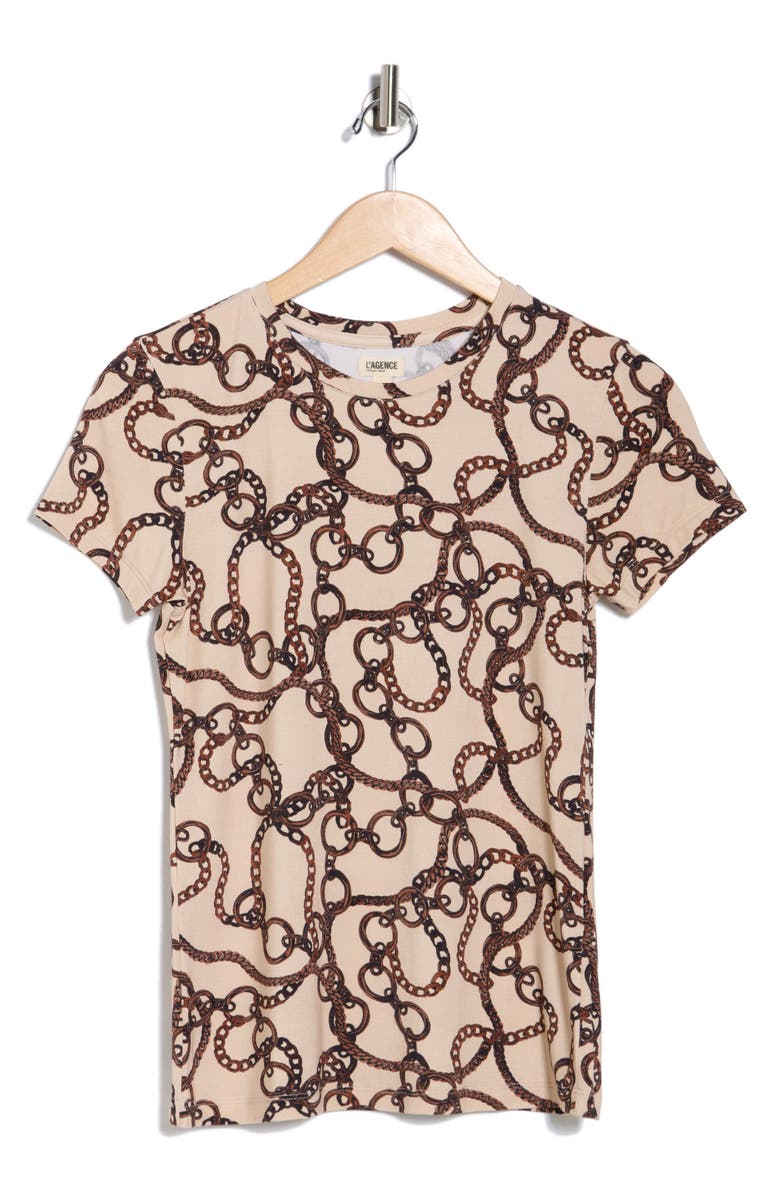 L'AGENCE Ressi Chain Print Short Sleeve Top, Alternate, color,