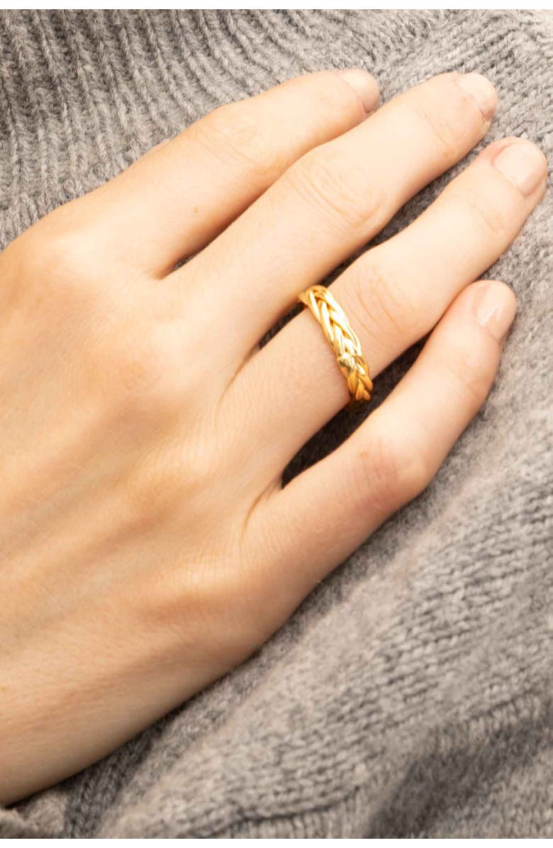 Oradina 14K Solid Gold Caesar Stack Ring, Alternate, color, Yellow Gold