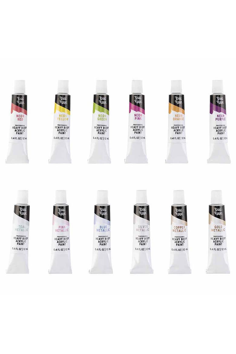 Professional Heavy Body Acrylic Paint Set 12 Tubes, Alternate, color, Multicolored