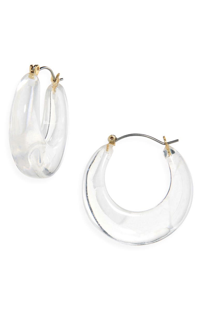 Cara Hoop Drop Earrings, Main, color, Clear