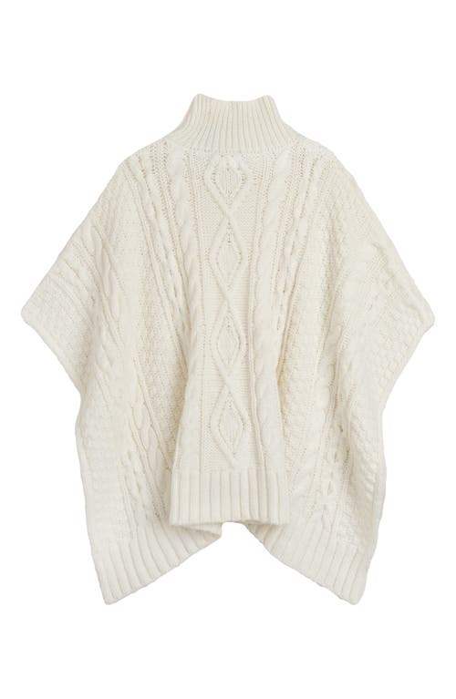 Lauren Ralplh Lauren Crest Button Cable Poncho In Neutral