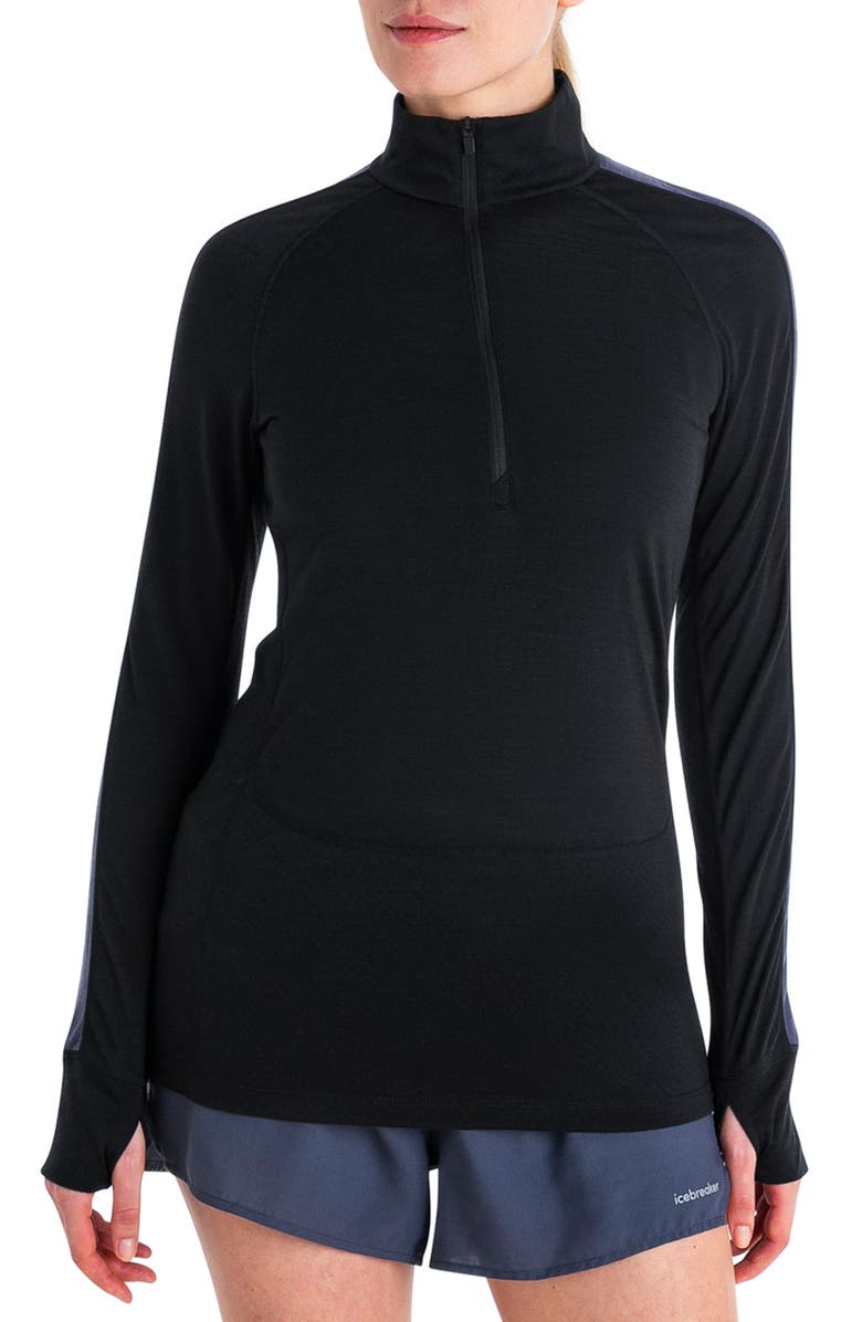 Icebreaker 125 ZoneKnit Tencel<sup>®</sup> Lyocell & Merino Wool Half Zip Pullover, Main, color, Black/ Graphite/ Cb