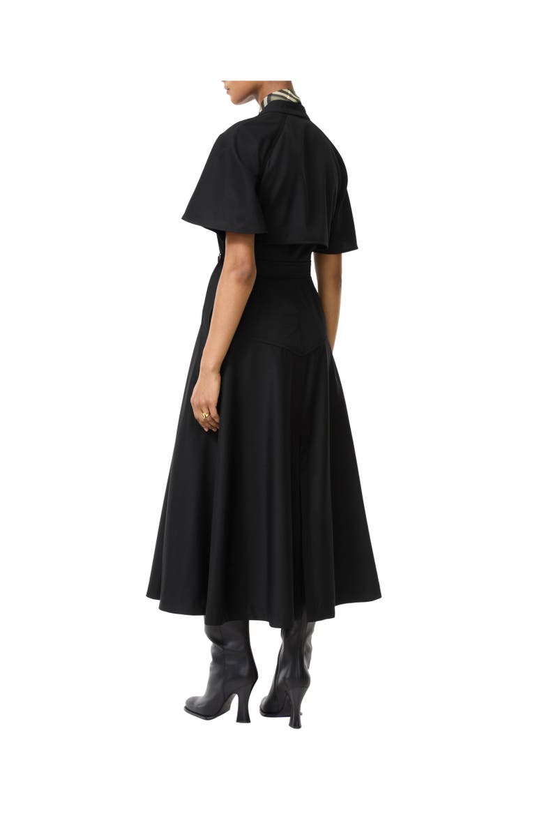 Wool Twill Wrap Dress, Alternate, color, Black