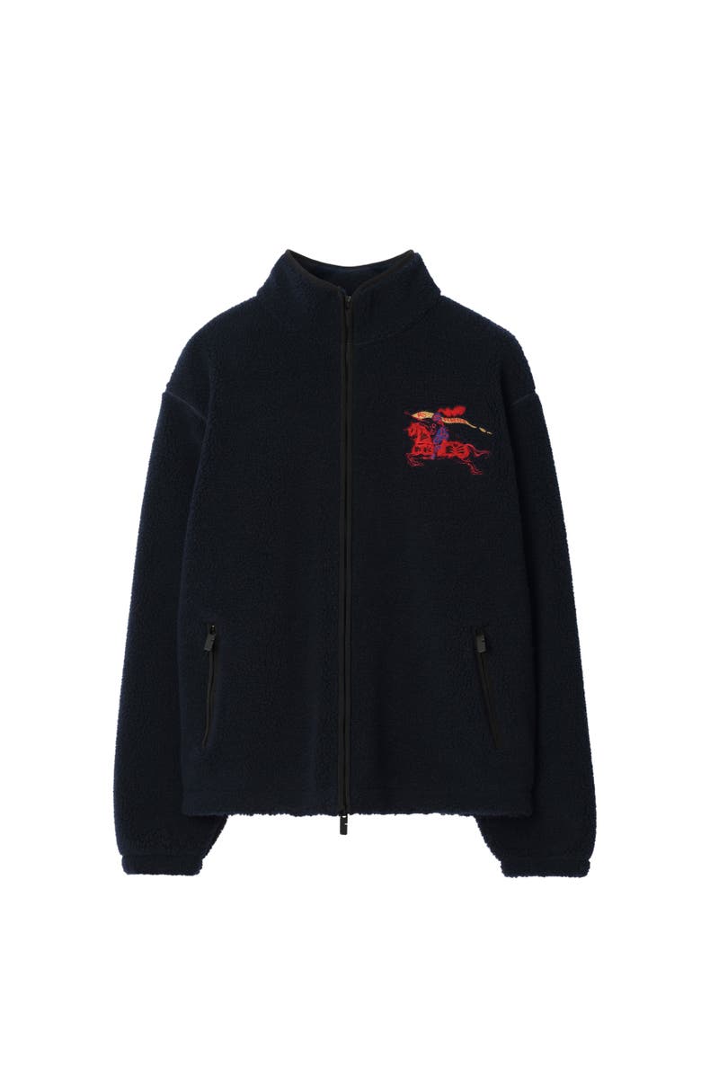 Burberry Knight Wool Cashmere Blend Fleece, Alternate, color, Navy