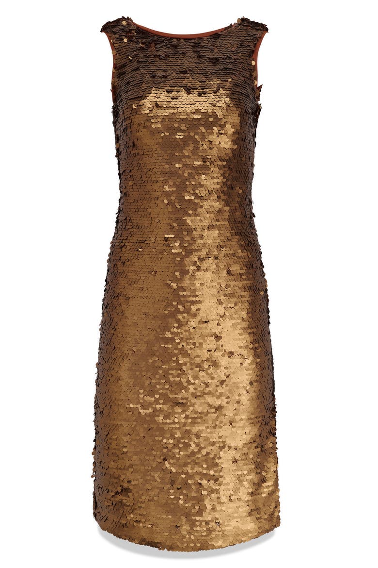 Sequin Sleeveless Midi Dress, Alternate, color, VICUNA
