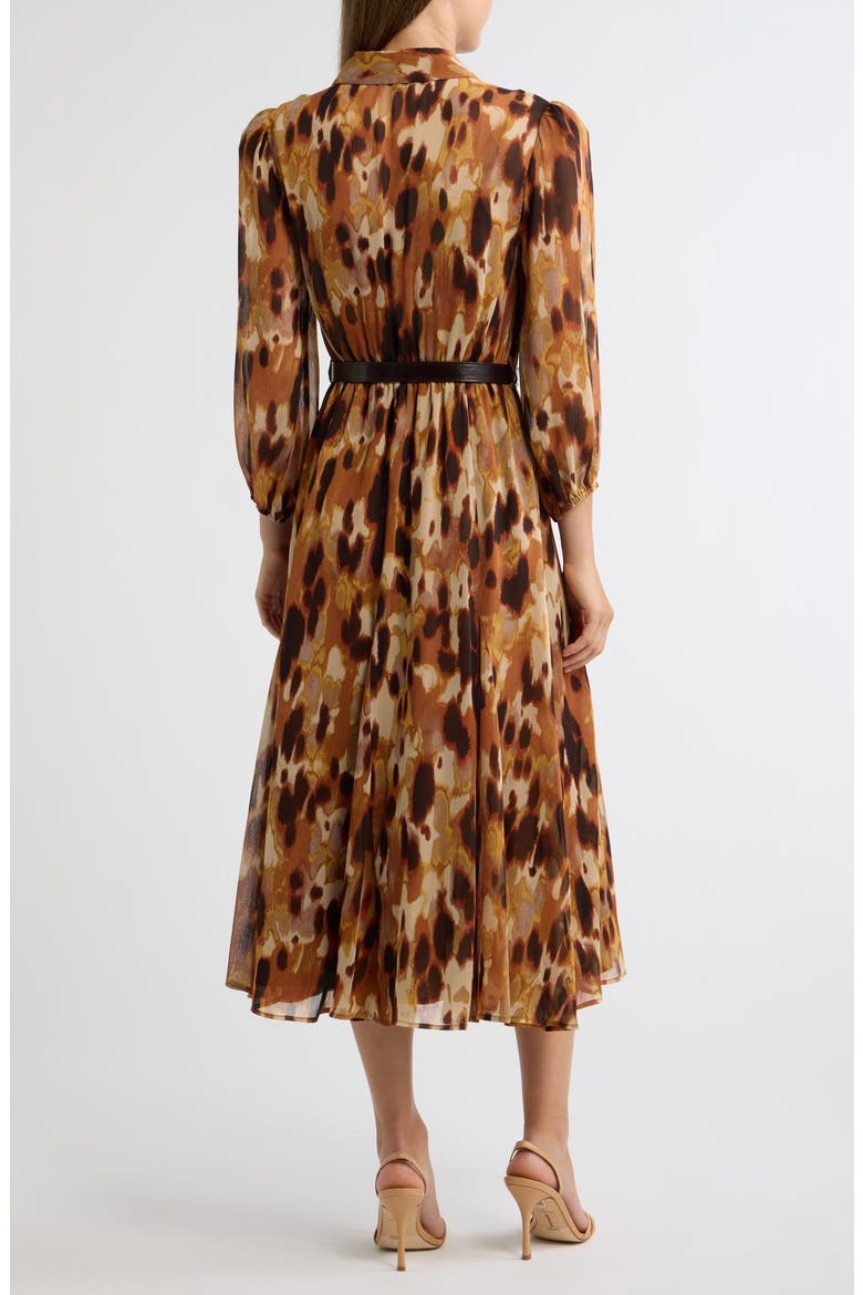 Print Belted Long Sleeve Maxi Shirtdress, Alternate, color, LUGGAGE ANIMAL