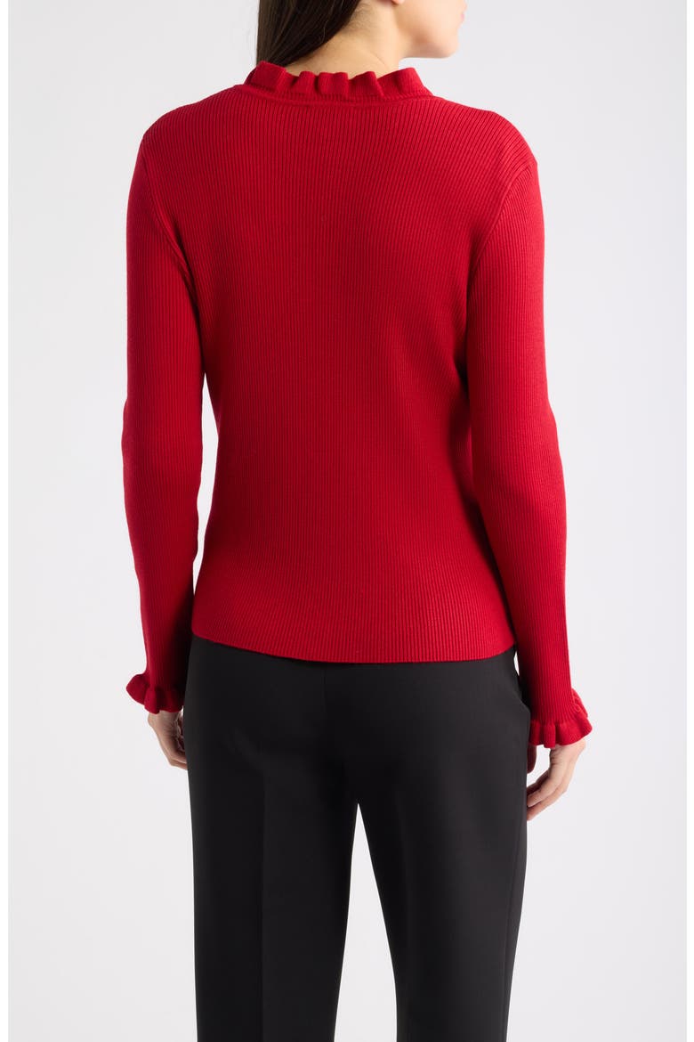 Ruffled Neck Cardigan, Alternate, color, LIPSTICK