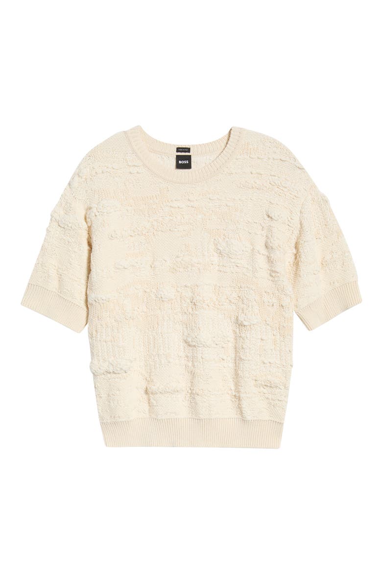 Fepo Texture Short Sleeve Sweater, Alternate, color, SOFT CREAM