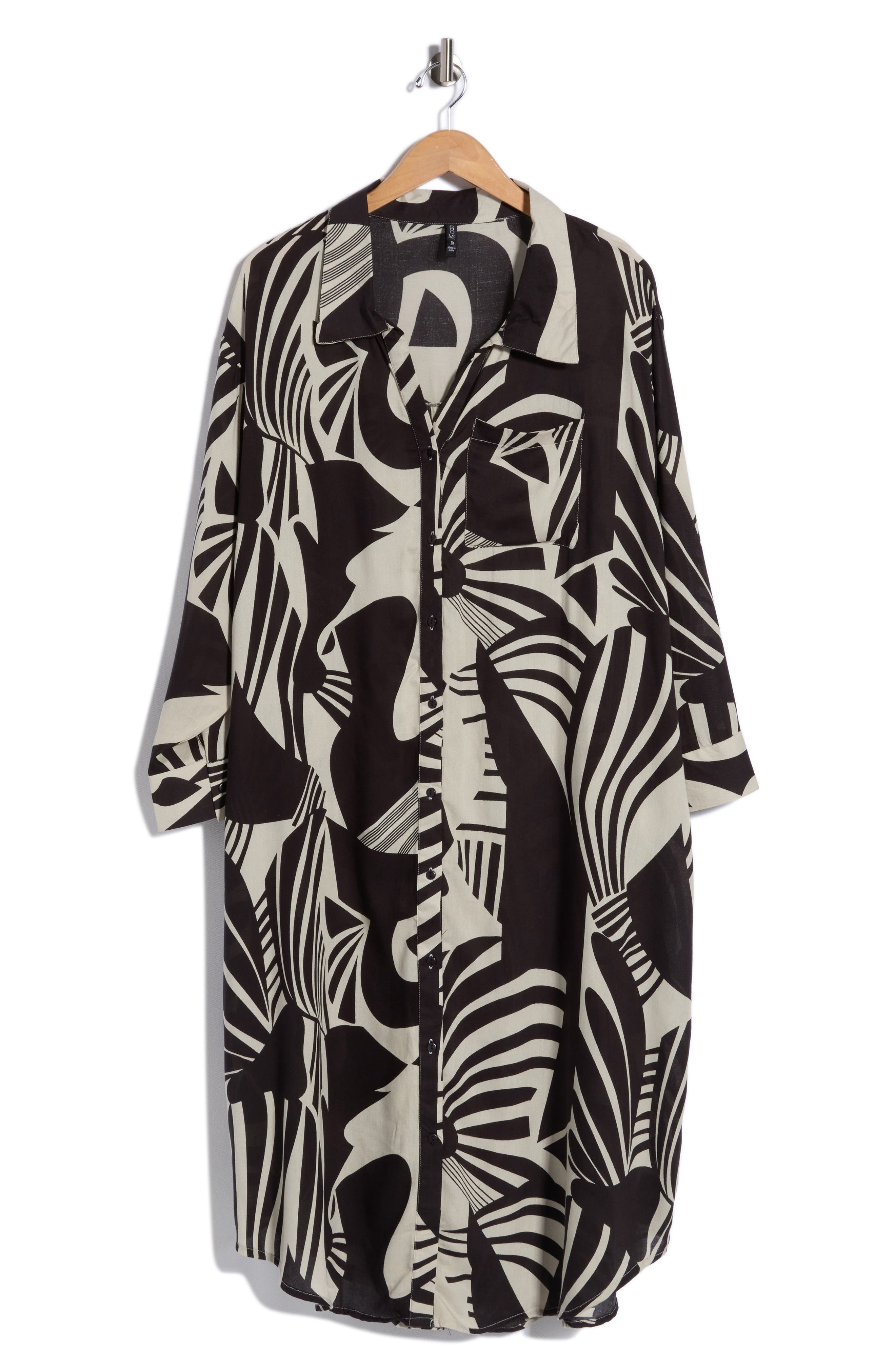 Tropical Long Sleeve Shirtdress