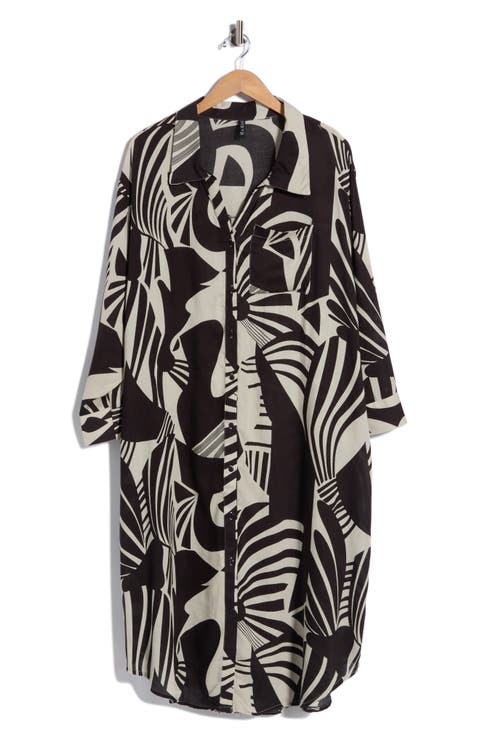 Tropical Long Sleeve Shirtdress