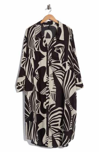 Tropical Long Sleeve Shirtdress