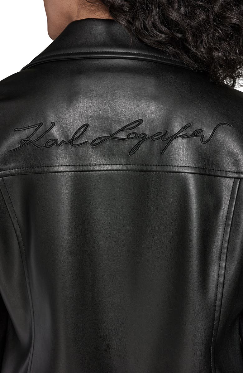 KARL LAGERFELD Moto Jacket With Charm Studs, Alternate, color, Black