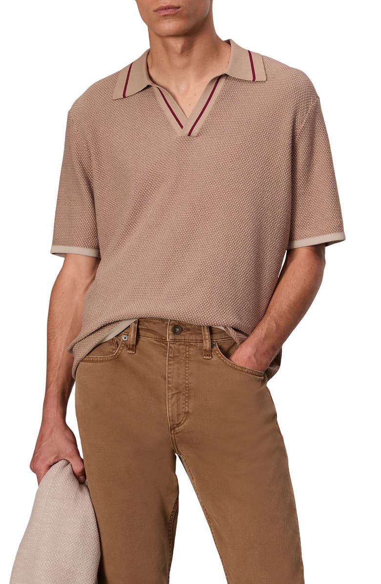 rag & bone Harvey Johnny Collar Piqué Polo, Main, color, Desert