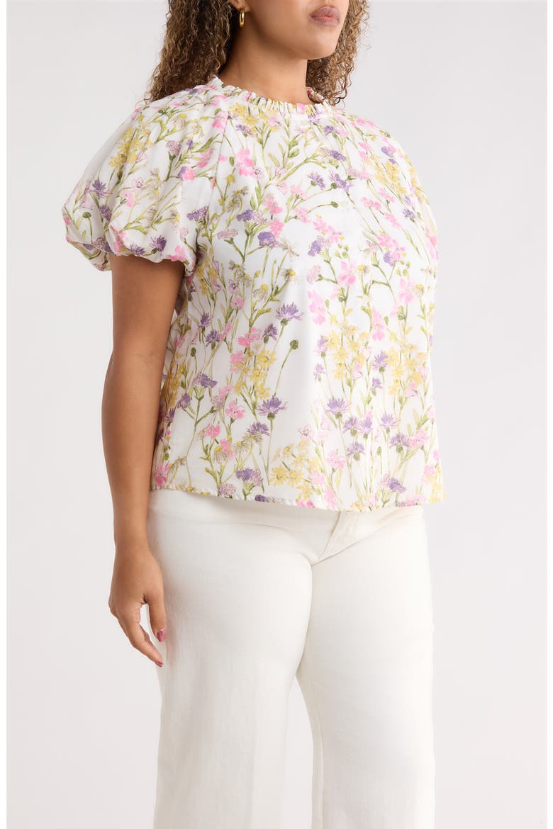 Lita Floral Avy Cotton Button-Up Top, Alternate, color, WHITE MULTI