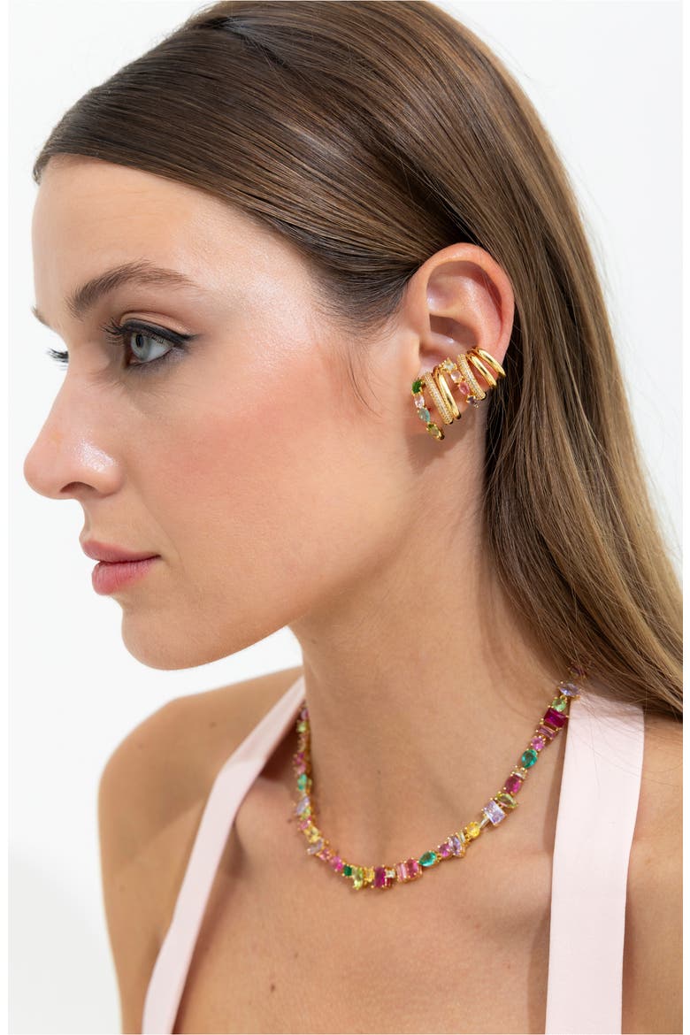 Cubic Zirconia Ear Climbers, Alternate, color, GOLD MULTI