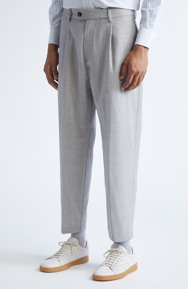 Eleventy Pleated Wool Pants, Alternate, color, 13 Light Gray Melang