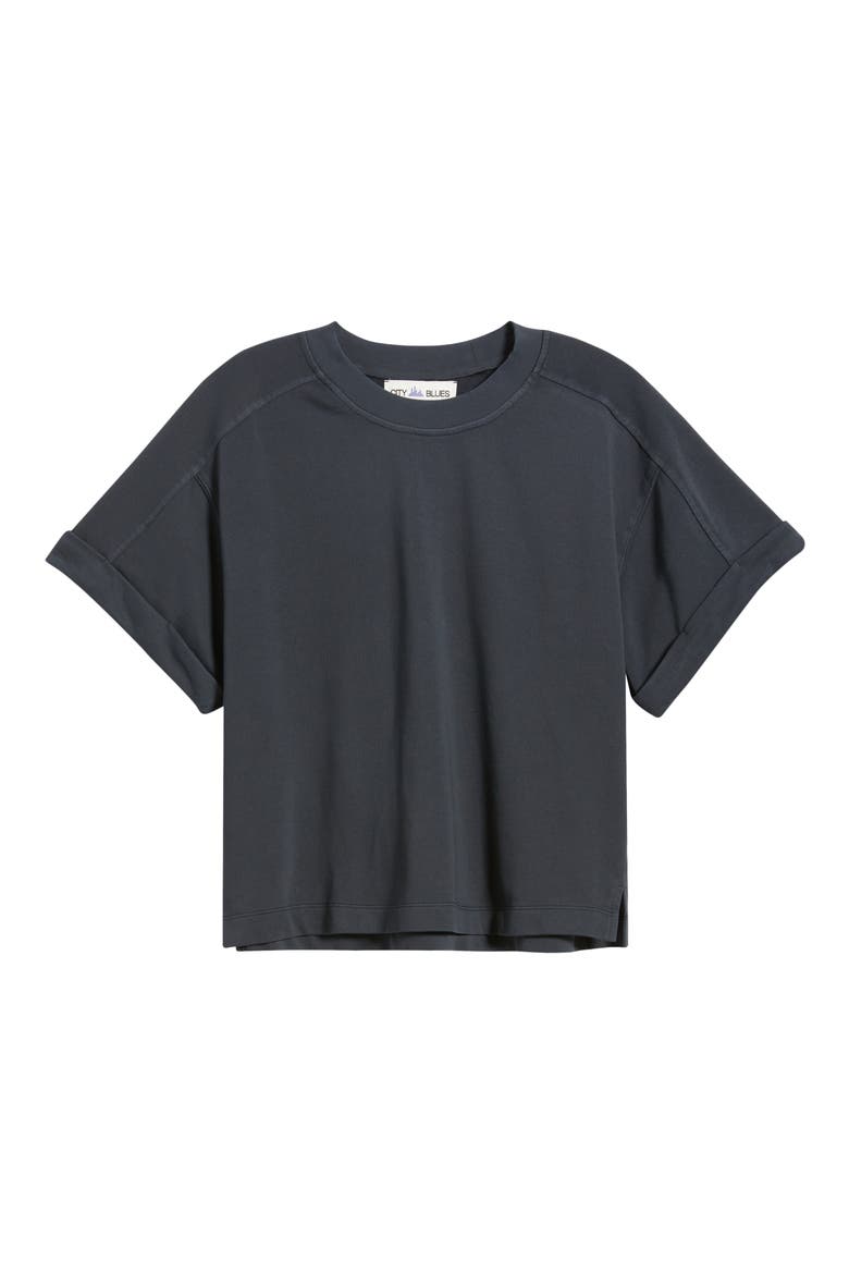 Brie Boxy Short Sleeve Sweatshirt, Alternate, color, BLACK