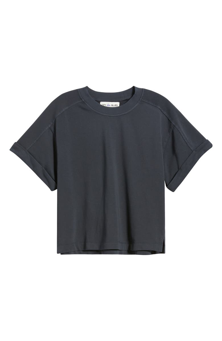 CITY BLUES Brie Boxy Short Sleeve Sweatshirt, Alternate, color, Black