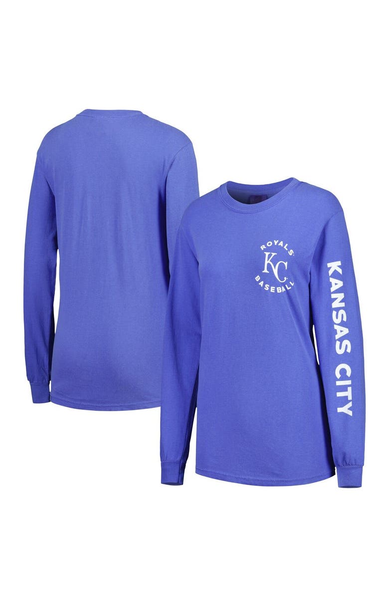 SOFT AS A GRAPE Women's Soft as a Grape Royal Kansas City Royals Team Pigment Dye Long Sleeve T-Shirt, Main, color, 