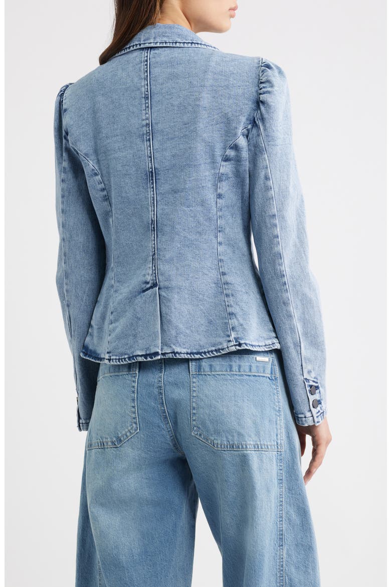 Puff Shoulder Denim Blazer, Alternate, color, INDIGO