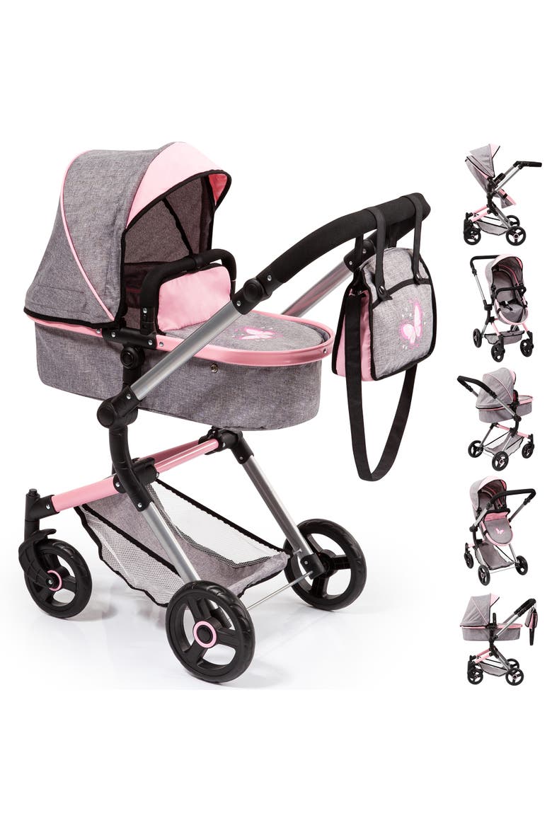 City Vario Doll Stroller Gray Pink Butterfly, Converts To Jogger, 20 Inch, Alternate, color, Gray
