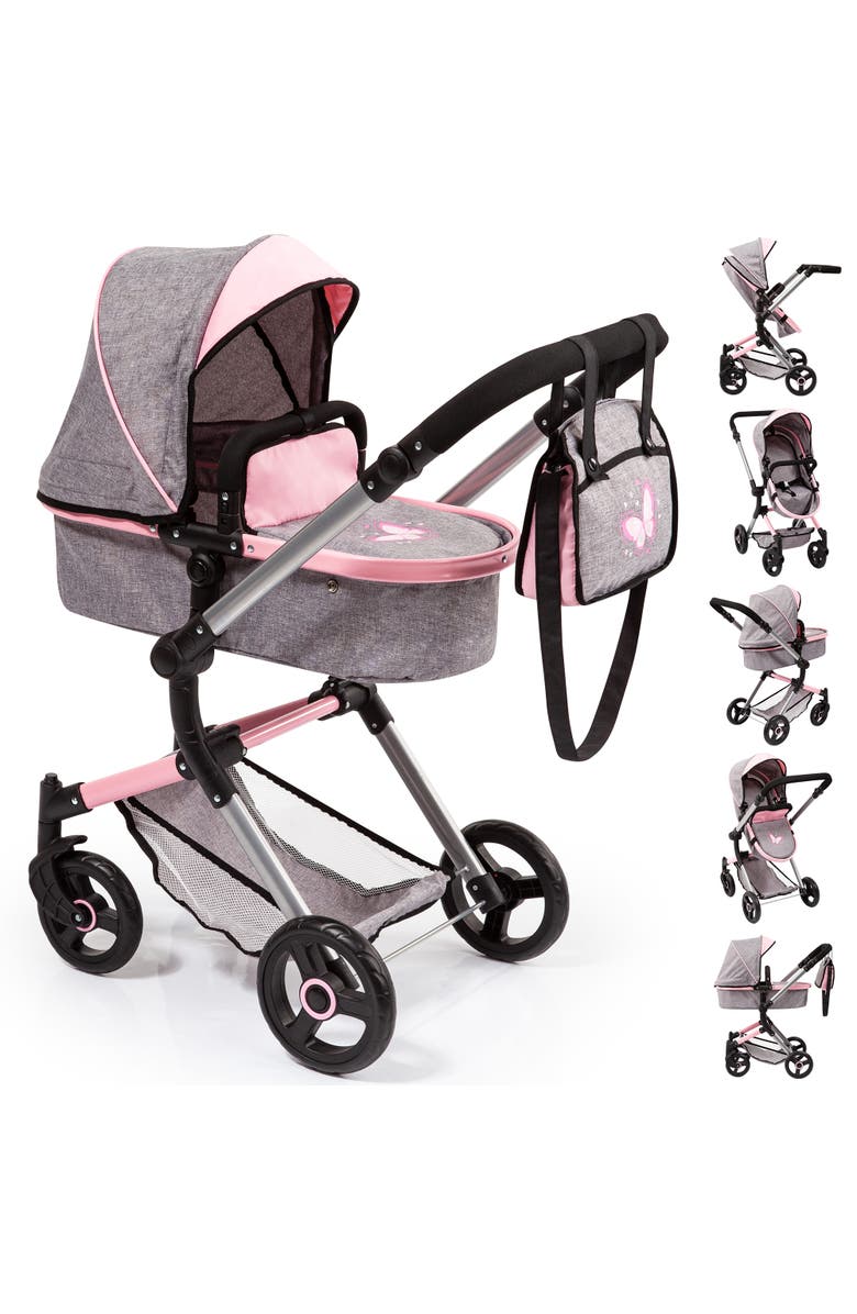 Bayer Design City Vario Doll Stroller Gray Pink Butterfly, Converts To Jogger, 20 Inch, Alternate, color, Gray