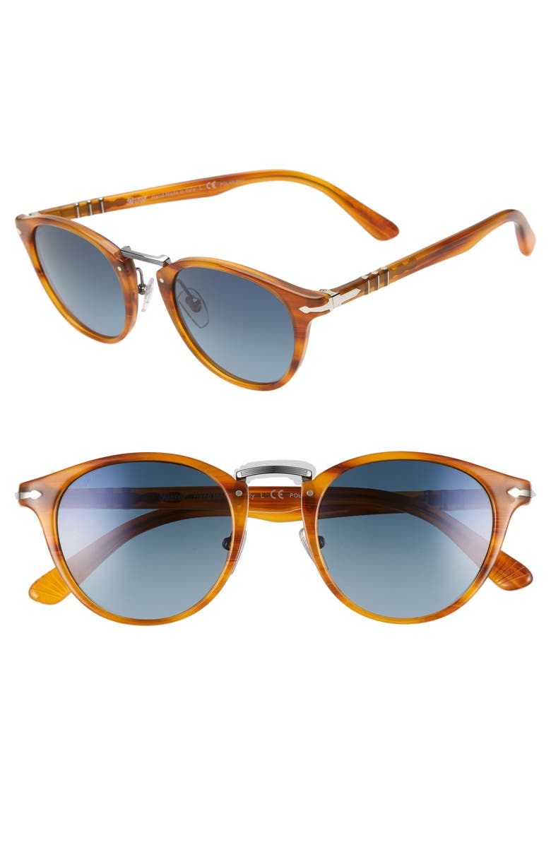 Persol 49mm Polarized Round Sunglasses, Main, color, 
