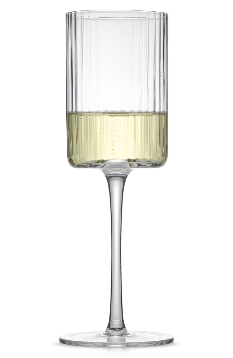 JoyJolt Elle Fluted Cylinder White Wine Glasses - Set of 2, Alternate, color, Clear