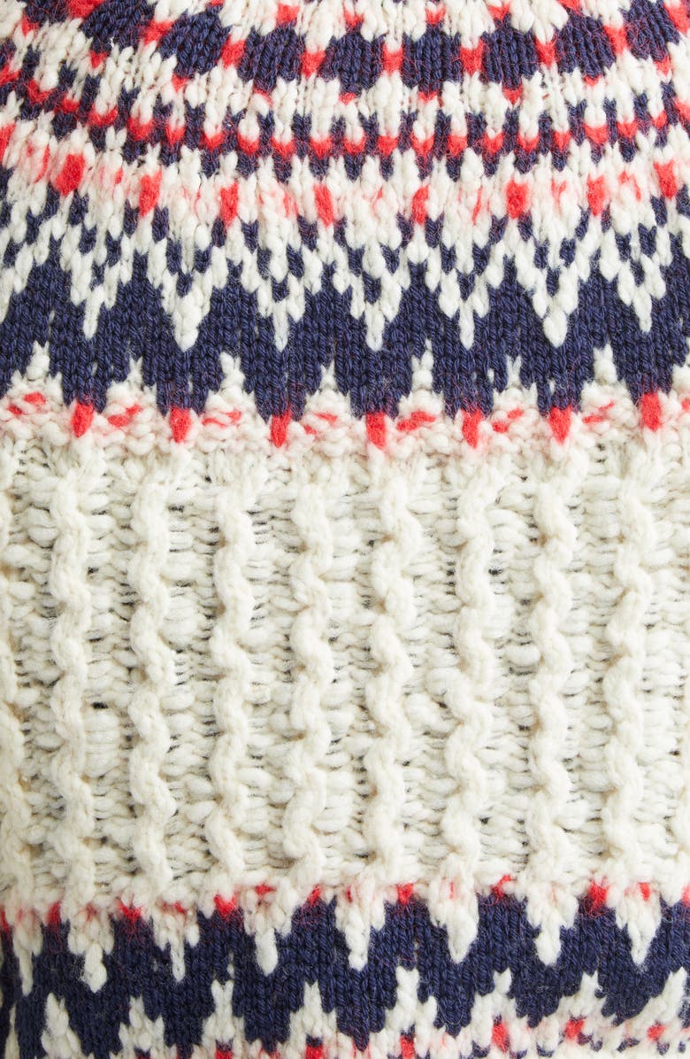 Moncler Grenoble Fair Isle Crewneck Sweater, Alternate, color, White