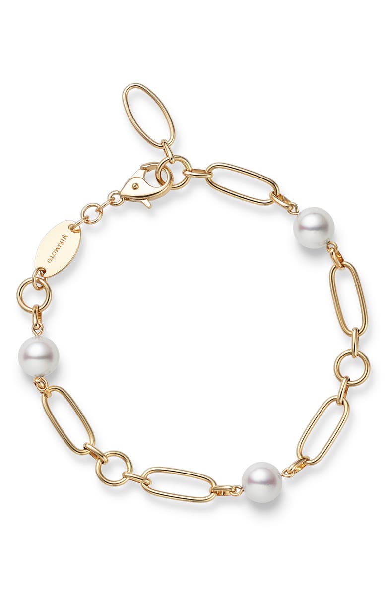 Mikimoto M Collection Cultured Pearl Station Bracelet, Main, color,