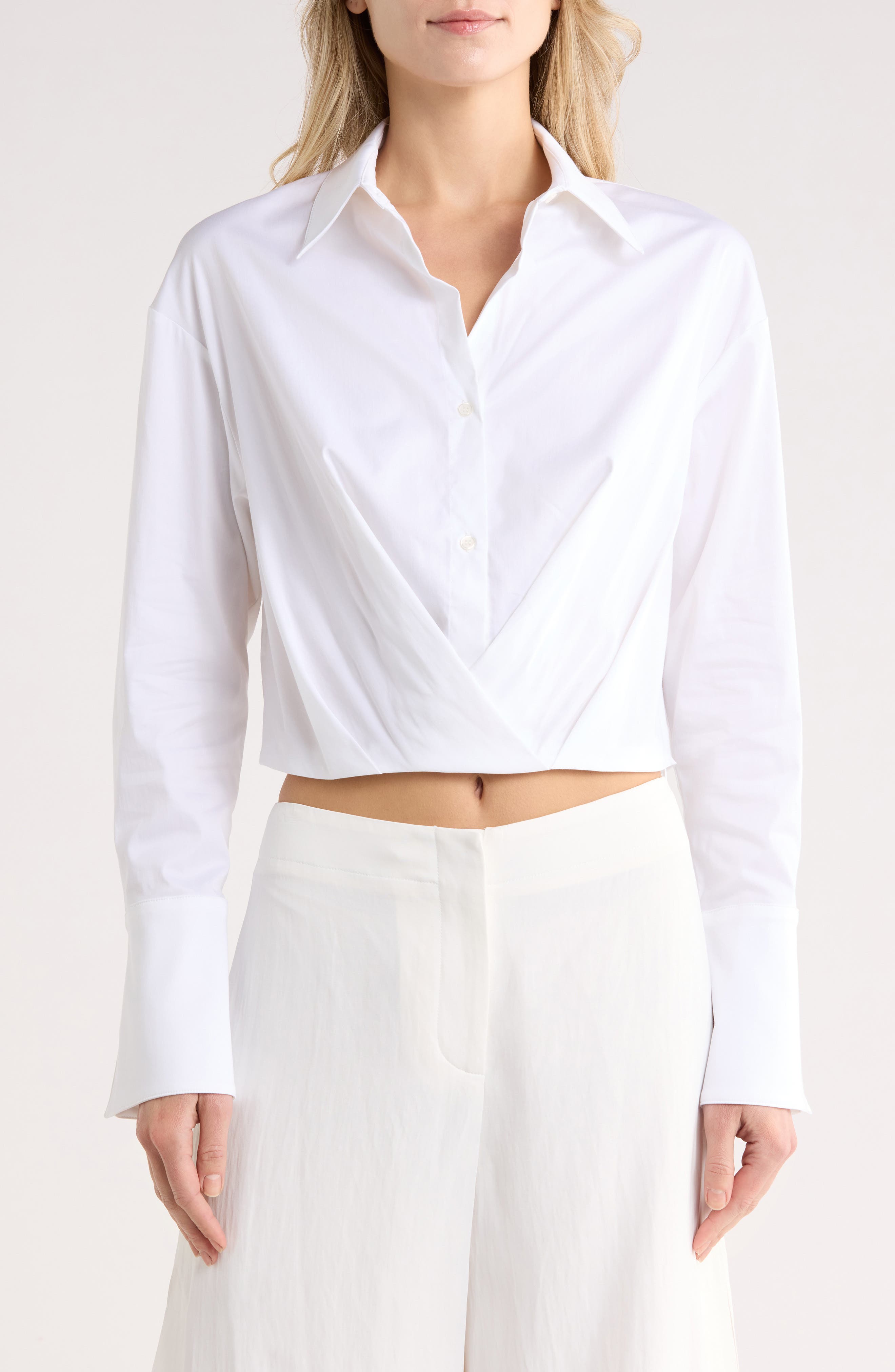 TWP Pleated Little Joe Wrap Button-Up Shirt