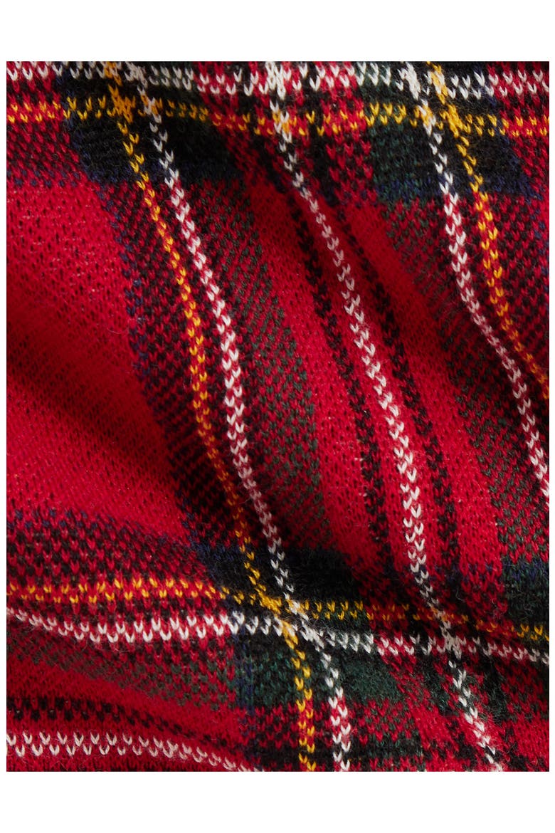 Cable Knit & Plaid Cotton Drop Waist Dress, Alternate, color, RED MULTI