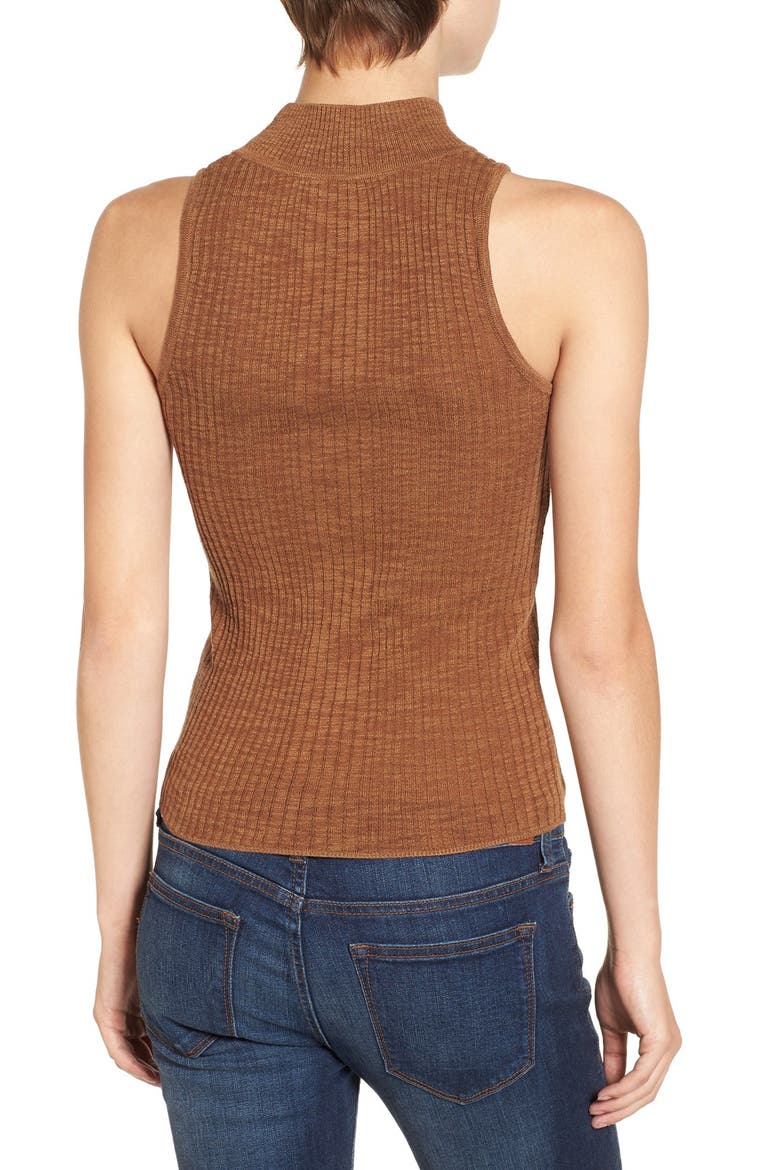 Mock Neck Knit Tank, Main, color, BROWN CHINO