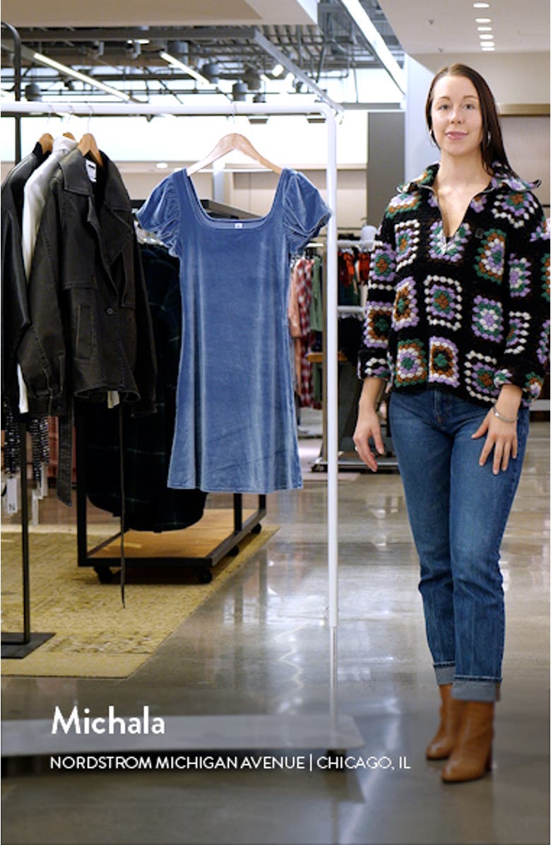 Puff Sleeve Velour Minidress, sales video thumbnail