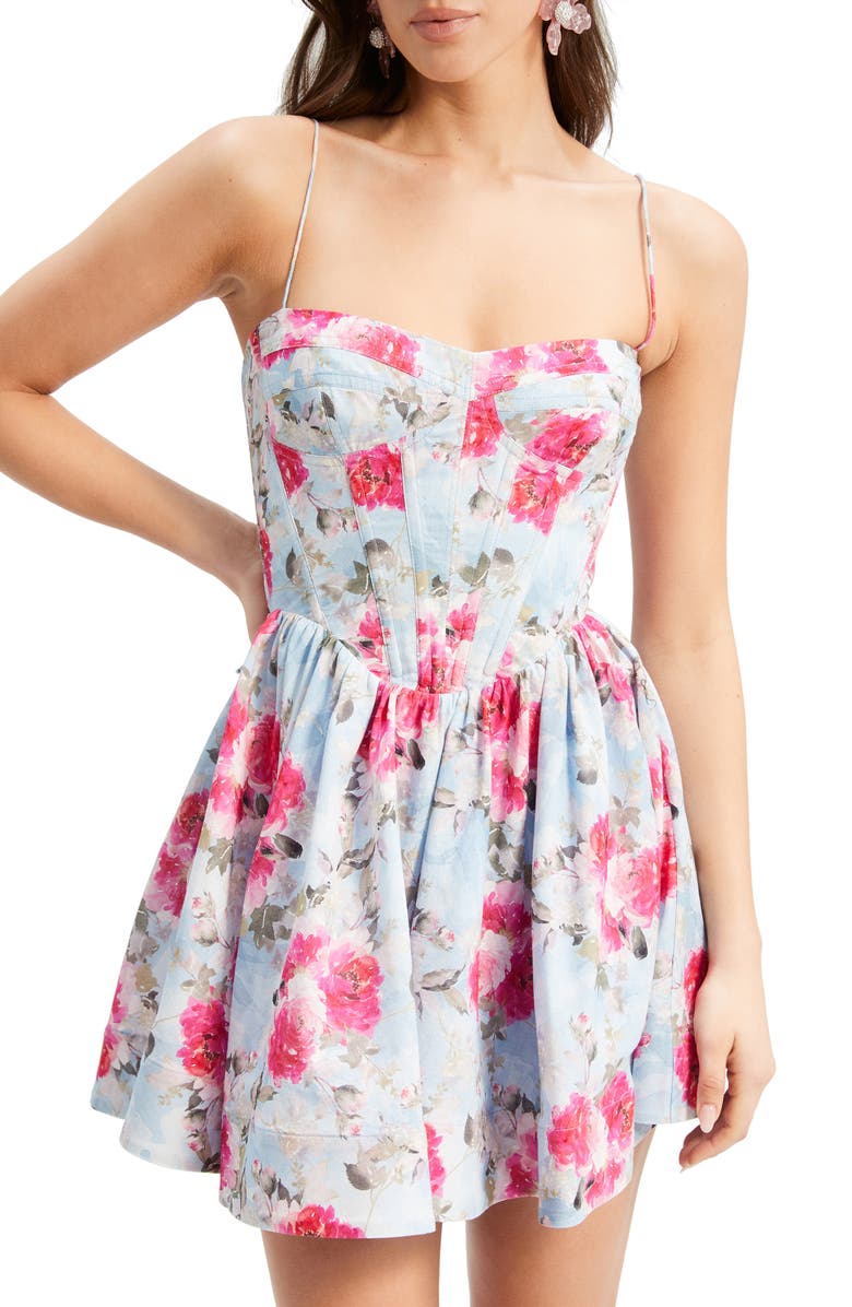 Bardot Elsie Floral Corset Minidress, Alternate, color, 