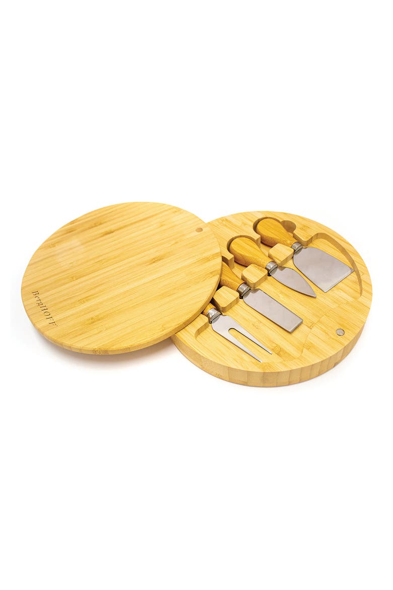 INTERNATIONAL Round Bamboo Wood Cheese Board & Knife Set, Main, color, BEIGE