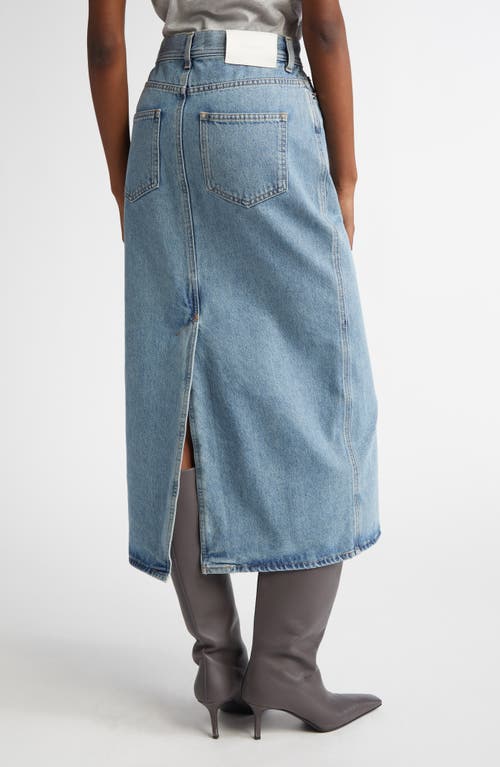 Loulou De Saison Rona Denim Maxi Skirt In Washed Light Blue