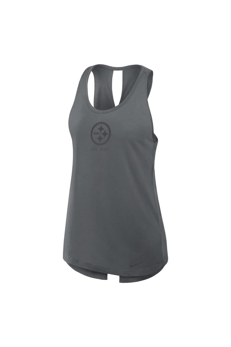 Women's Nike Gray Pittsburgh Steelers Glory Crisscross Performance Tank Top, Alternate, color, Charcoal