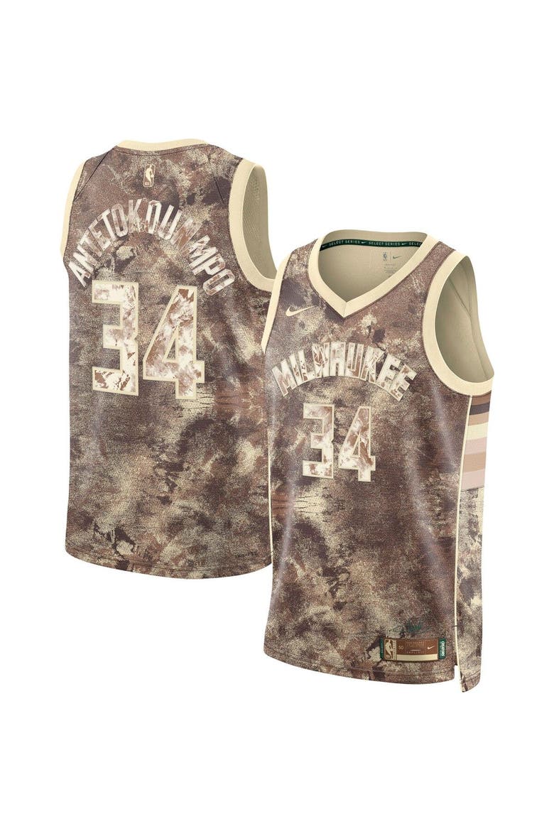 Unisex Nike Giannis Antetokounmpo Brown Milwaukee Bucks Select Series Swingman Jersey, Main, color, Brown
