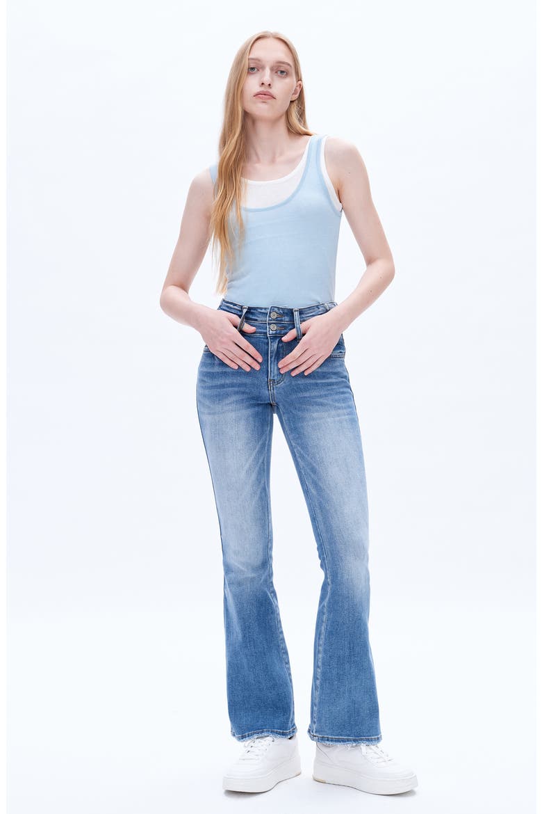 High Waist Flare Jeans, Alternate, color, MEDIUM BLUE